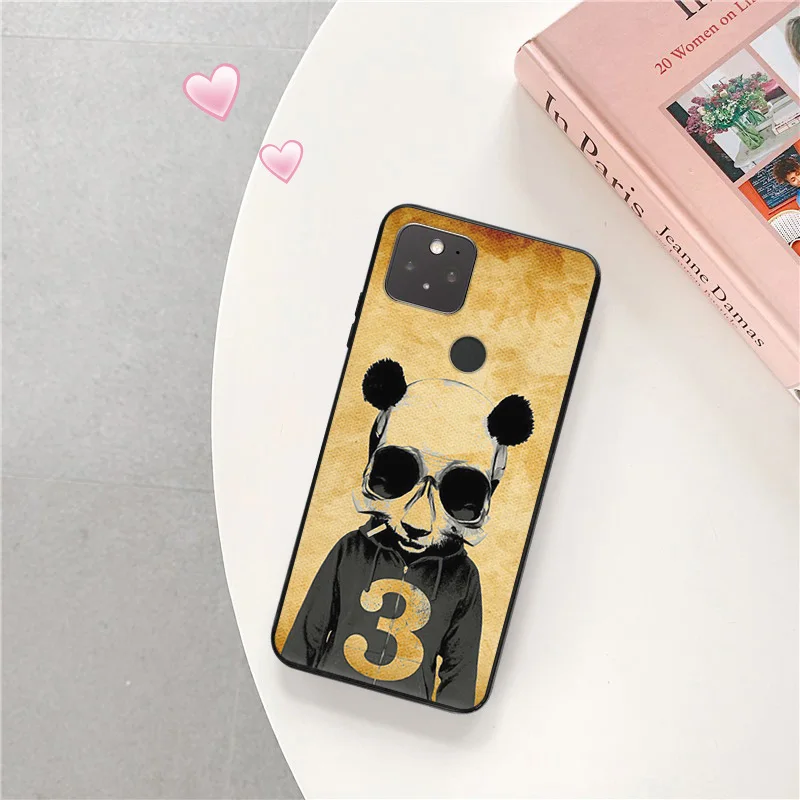 Phone Case for Pixel 8 Pro 8a 7a 6a 7 6 Motorola G200 Edge 40 30 20 One Fusion Cute Panda Pink Bear Soft Black Anti-Drop Cover