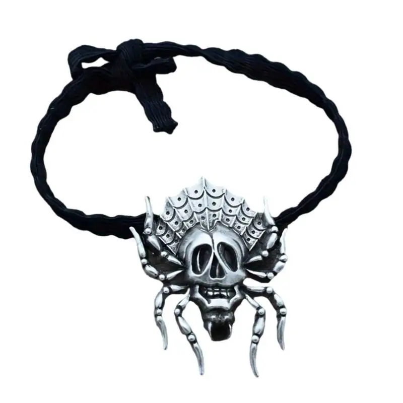

39BD Punk Metal Skull Hairband Festival Hair Circles Teens Costume Hairtie