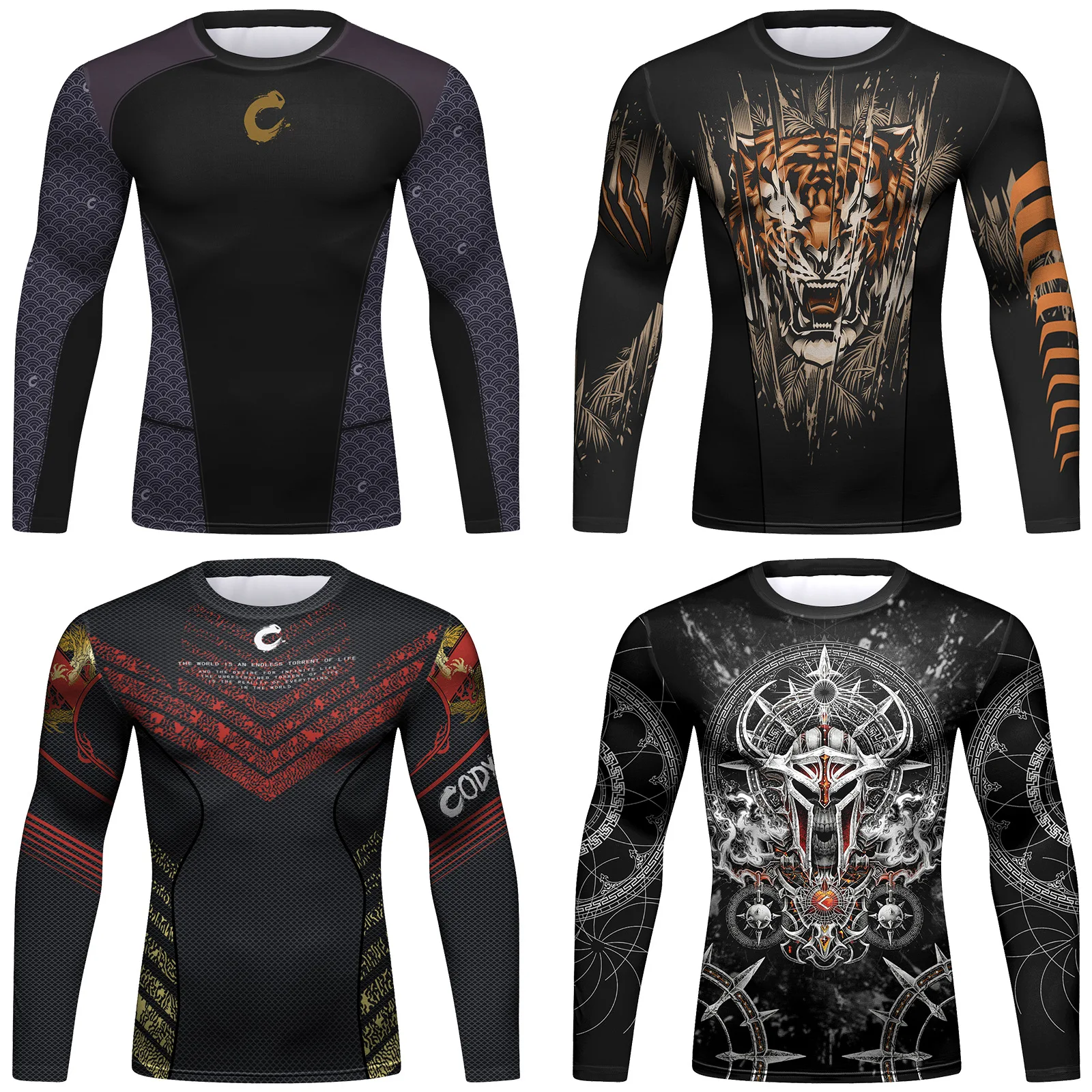 

Sport Compression Gym T-Shirt Men MMA BJJ Quick Dry Fit Shirts Boxing Jersey Long Sleeve Workout Fitness Training Running Shirt