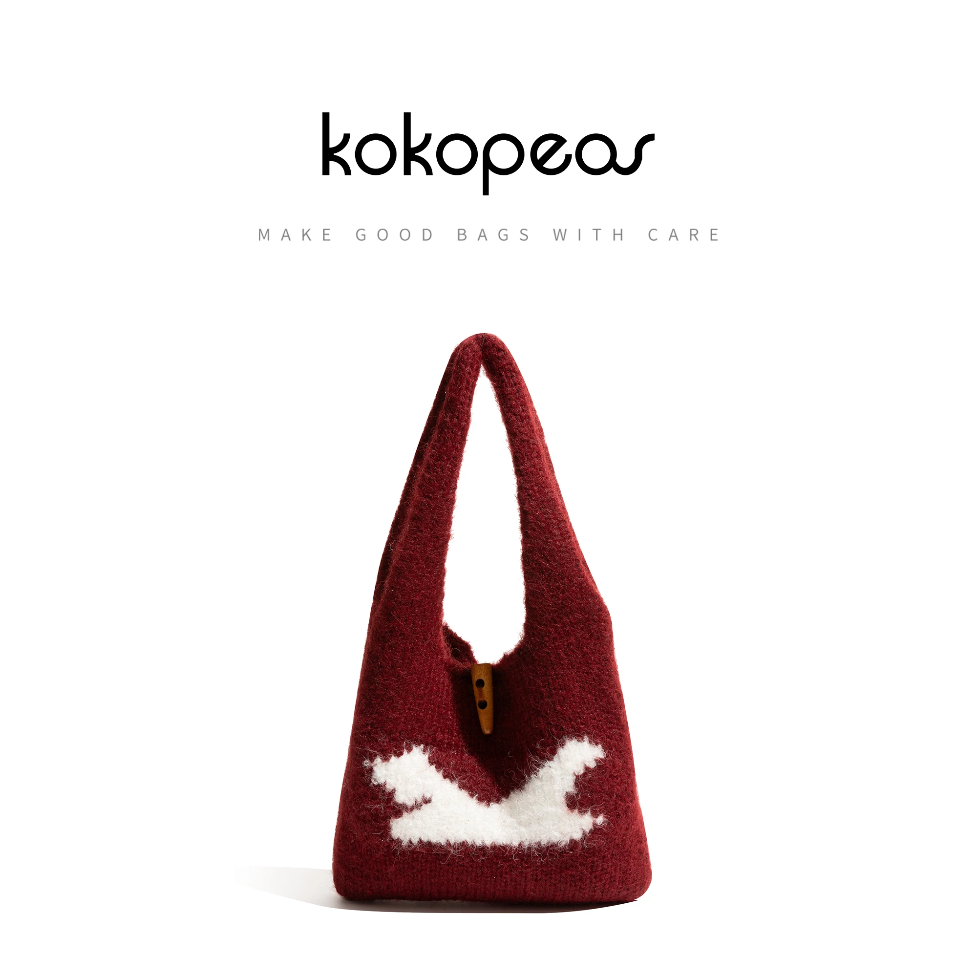 

KOKPPEAS Winter Animal Print Knitted Hobo Handbag Fashion Underarm Shoulder Shopping Bag Simple Casual Ladies Daily Phone Purse