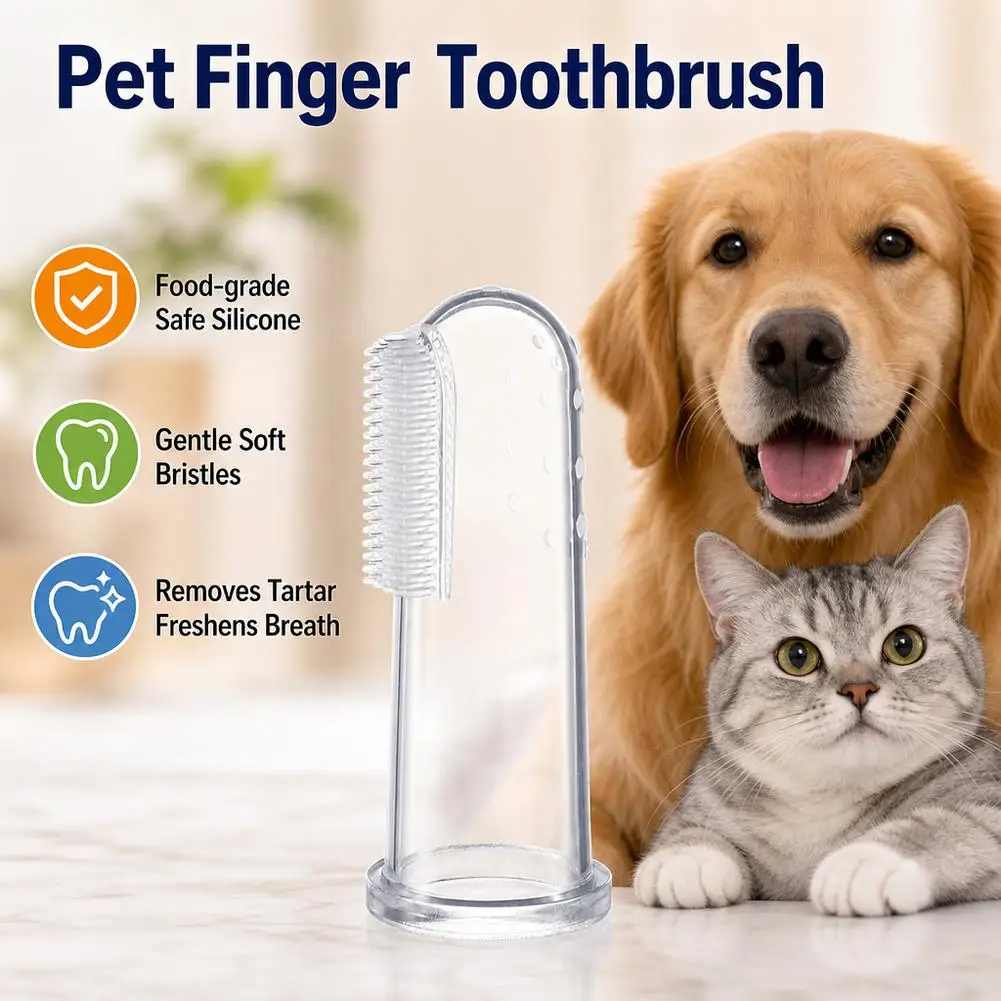 Ultra Soft Silicone Finger Toothbrush for Dog Cats Remove Plaque Tartar Puppy Kitten Teeth Cleaning Dental Care Oral Hygiene Pet