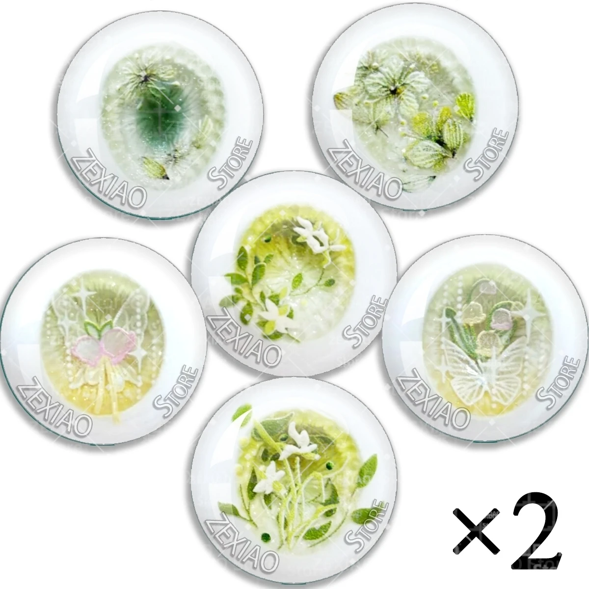 6Pairs Blyth Doll BJD Pupil Chips Eye Green Series Floral Pattern Anime Glass Eye Cabochon Round Dragon Cat Eye Jewelry MS008