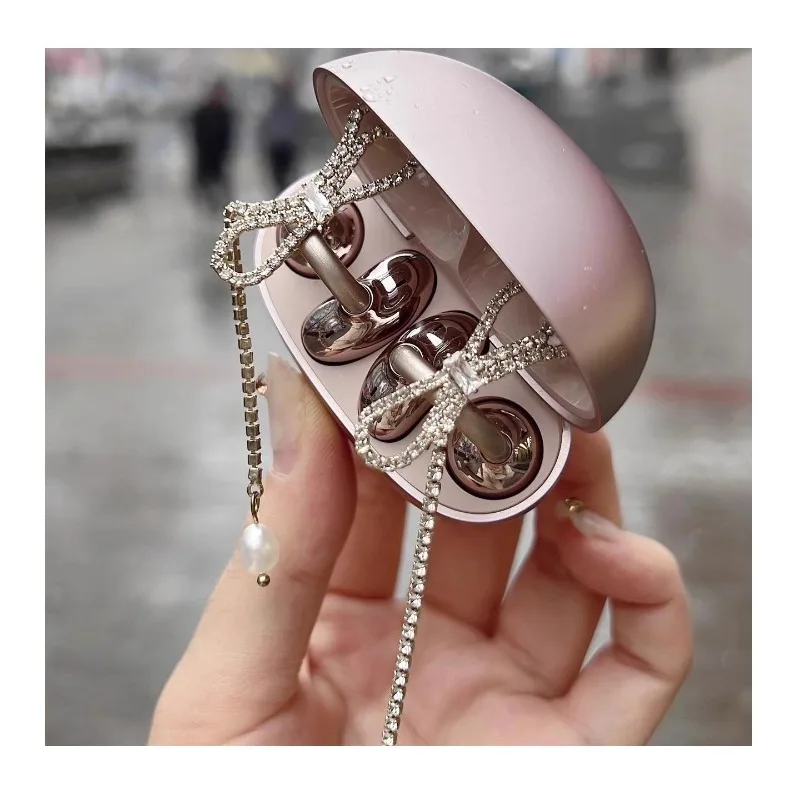 

Exquisite Zircon Bow Fringed Earphone Diamond Buckle Fashionable Temperament Design Earphone Clip Decorative Gift