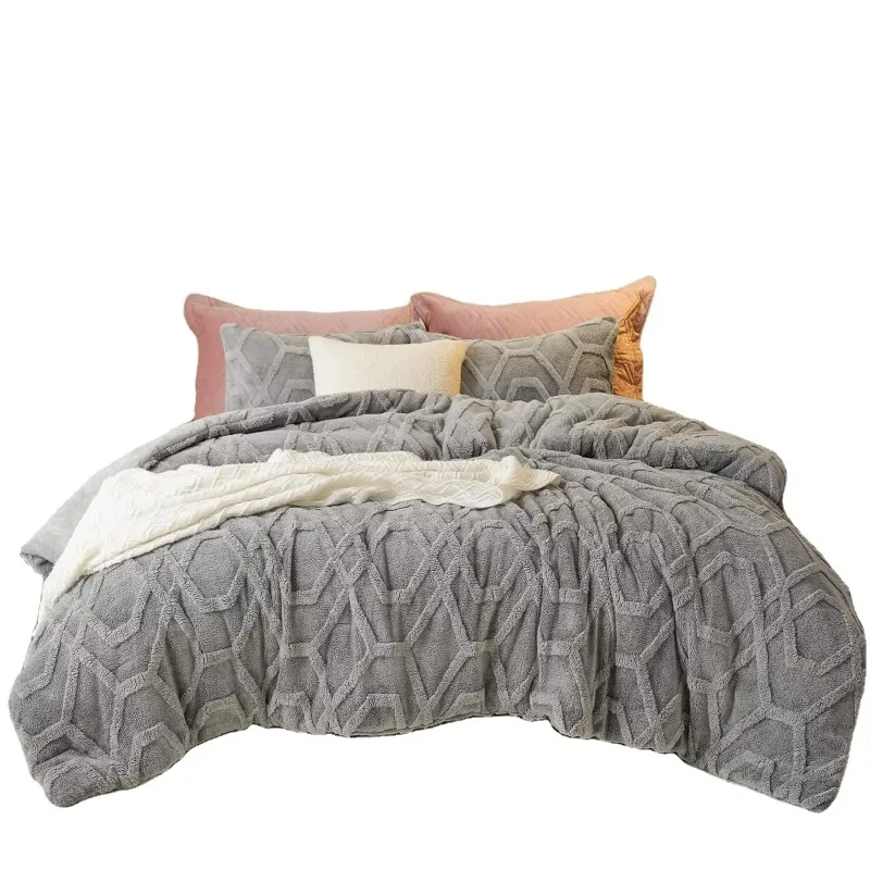 3 Pieces Fuzzy Fluffy Bedding Comforter, 3D Tufted  Comforter Set, Warm Soft Shaggy Sherpa  Set for Winter