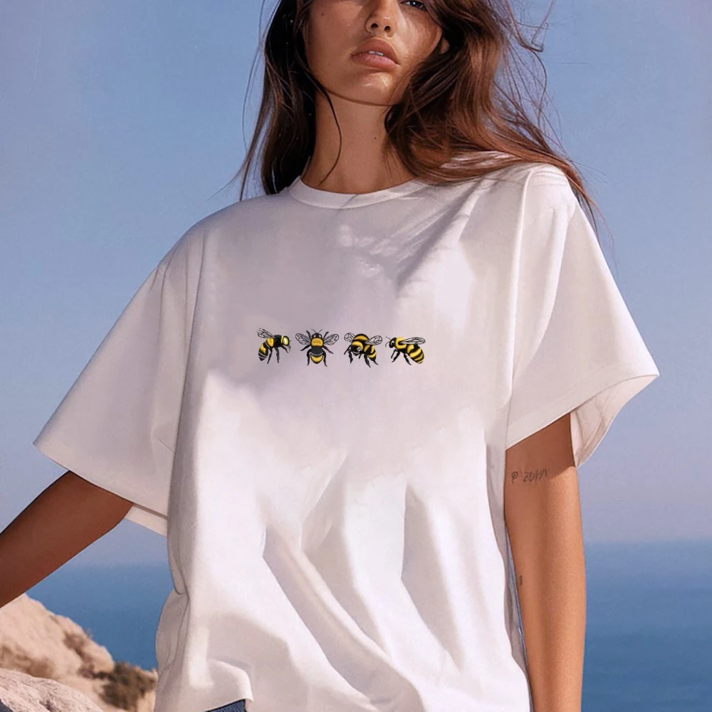 

2025 Y2k Busy Bee Graphic Tee - Oversized Cotton Summer Top, Playful Streetwear, High Quality Cute Insect Fashion