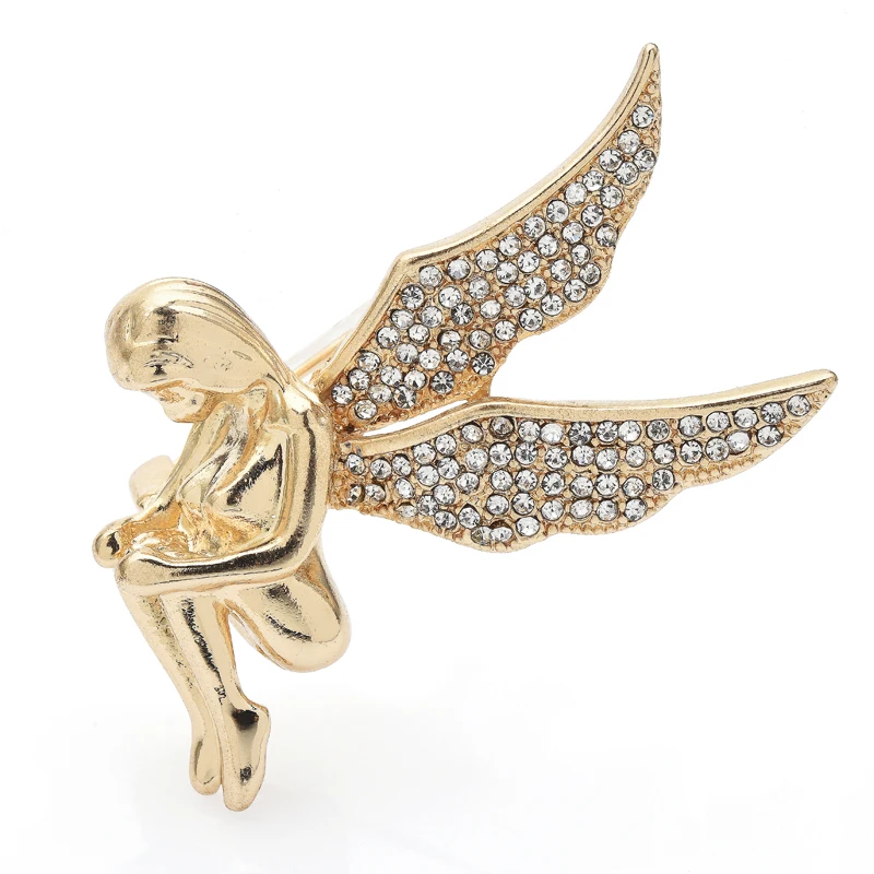 

Wuli&baby Rhinestone Angel Brooches For Women Unisex 2-color Fairy Figure Party Causal Brooch Pin Gifts