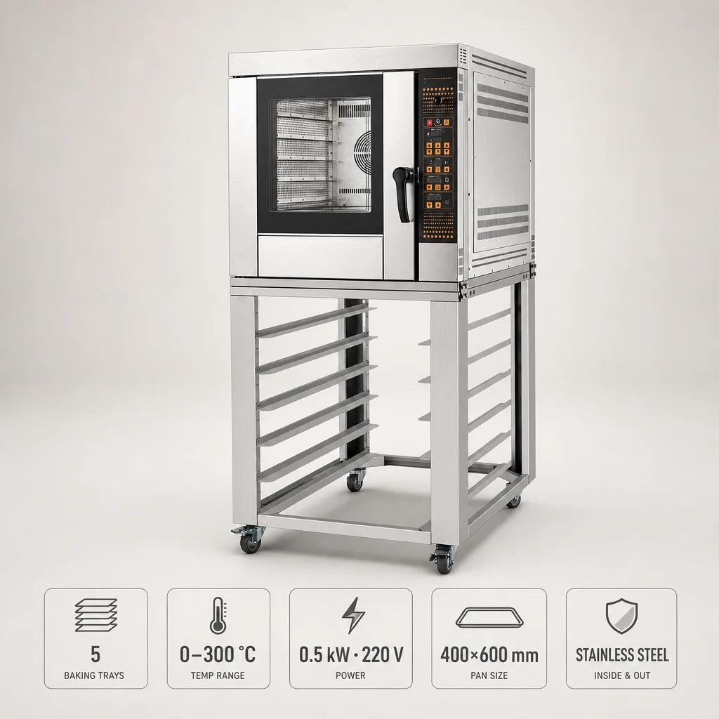 New Commercial 5-Tray Digital Control Gas Hot-Air Convection Oven Industrial Baking Oven for Bakery Bread Cake Biscuit Pizza