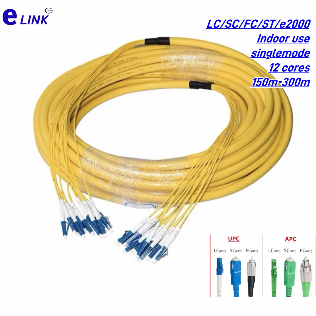 

fiber patchcord 24 cores LC-LC 150-300m Singlemode 200m250m bundled jumper SC FC ST E2000 SM optical fiber patch lead 24C bundle