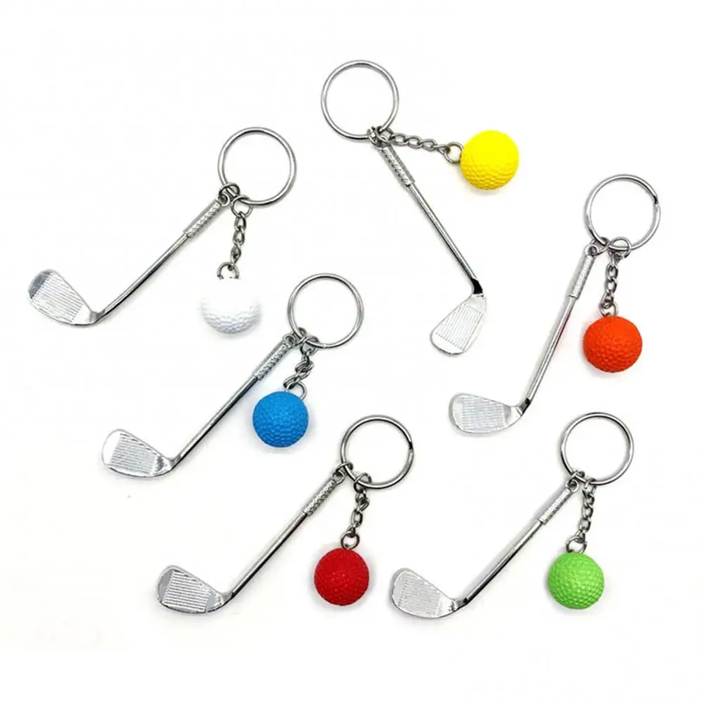 Golf Ball Pendant Keychain Mini Metal Keyring Bag Decoration Golf Club Ball Key Ring Golf Car Phone Key Chain Gift