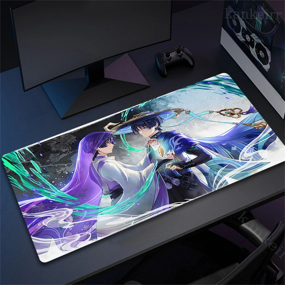 Genshin Impact Anime Mouse Pad Scaramouche Wanderer Balladeer Gaming Large Mousepad Office Laptop Non-slip Desk Mat Table Pads