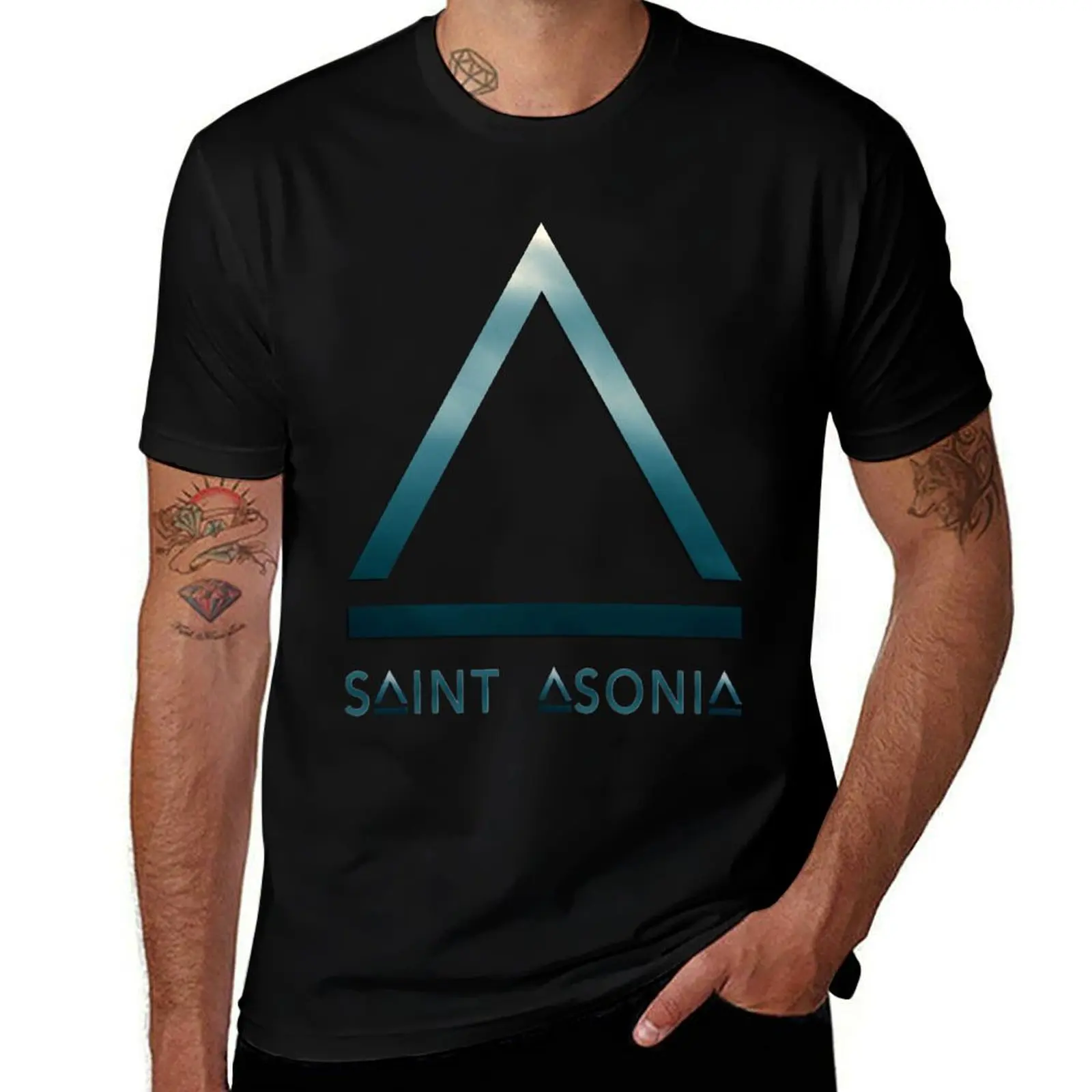 Saint Asonia Logo T-Shirt Large Size Short Sleeve T-Shirt