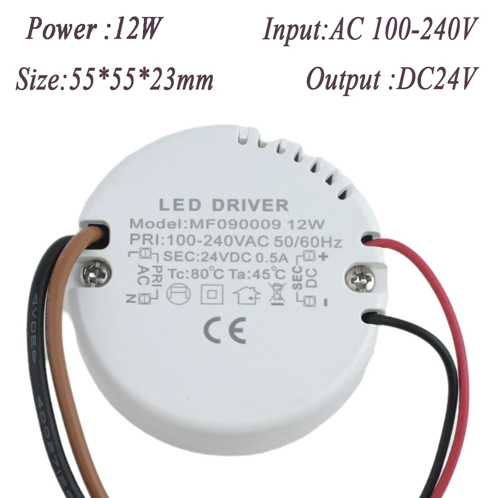 12W 15W Runder LED-Treiber AC 220-240V zu DC 12V 24V Netzteil Adapter Externer Transformator für LED-Streifenlampe Innenbeleuchtung