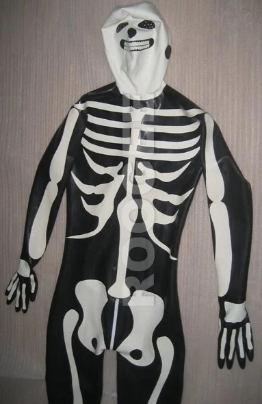 Full cover latex skeletor catsuit