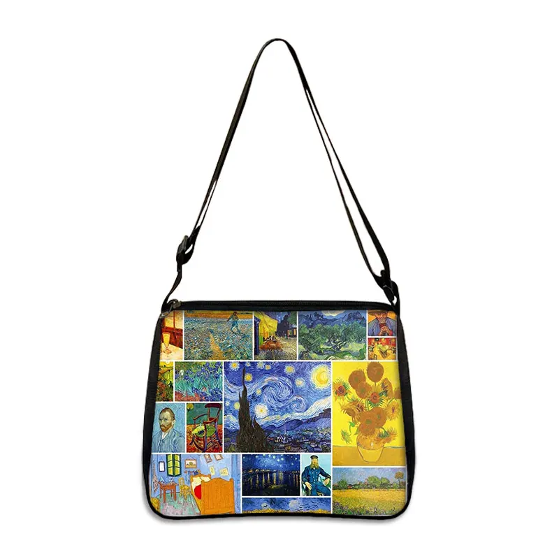 Van Gogh Starry Sky Handbag Ladies Art Oil Painting Sunflower Fashion Shoulder Bag Underarm Bag Girl Shopping Travel Tote Bag