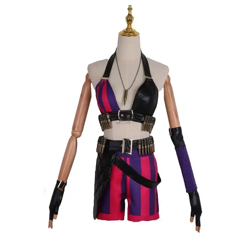 أزياء Jinx التأثيرية LoL Jinx Arcane أزياء تنكرية مثيرة للنساء لحفلات الهالوين بدلة كرنفال أزياء الهالوين التأثيرية