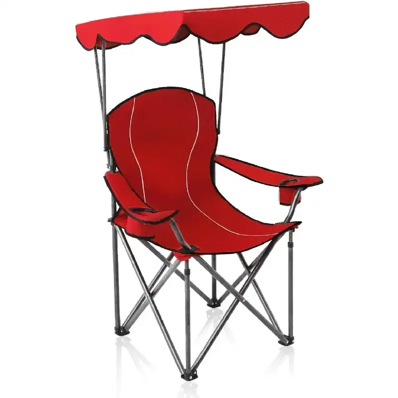 Camp Chairs with Shade Canopy Chair Folding Camping Recliner Support 350 LBS