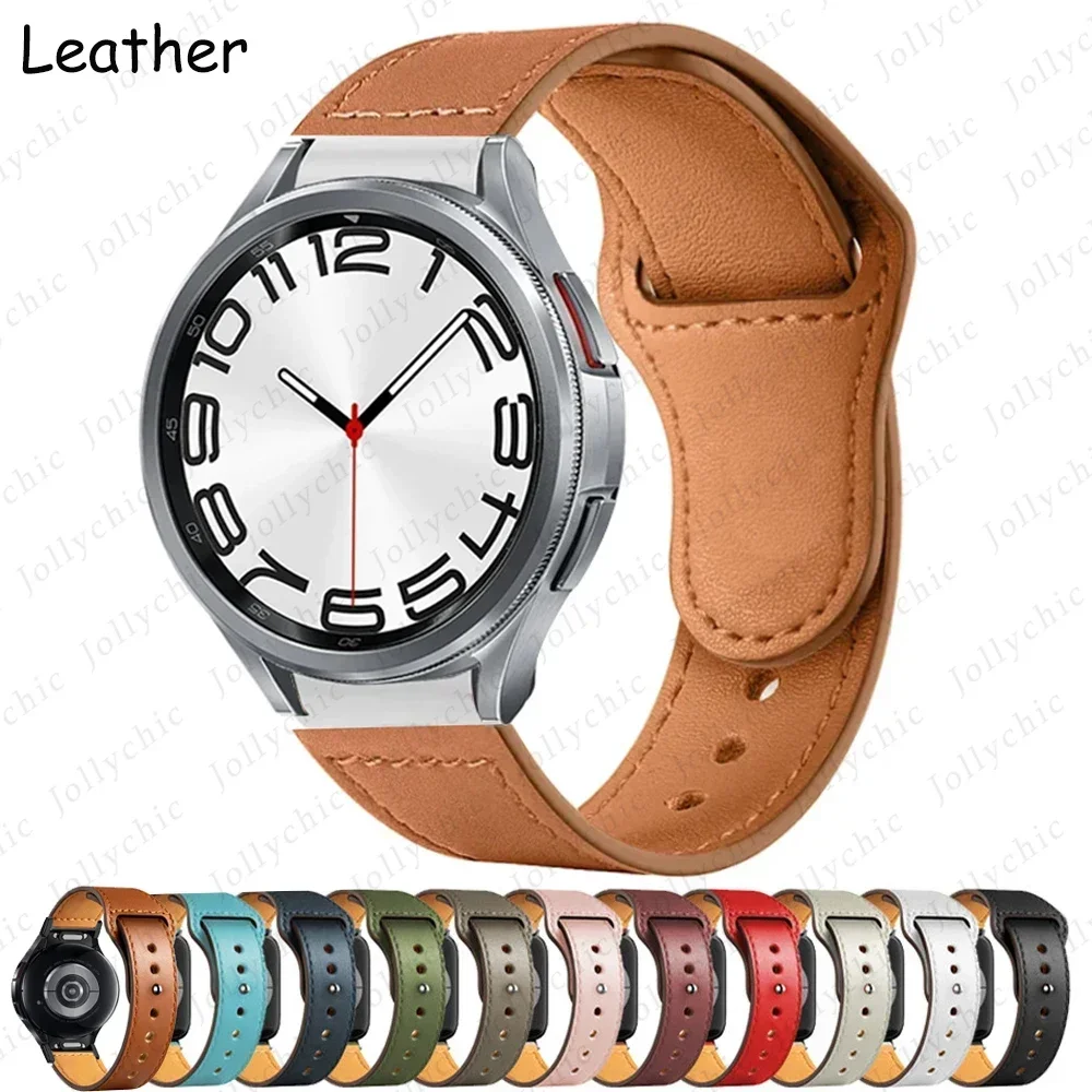 Leather Band for Samsung Galaxy Watch 4 6 Classic 47mm 43mm 6 40mm 44mm Quick Fit Wrist Bracelet Strap Galaxy 5 Pro Watch Band