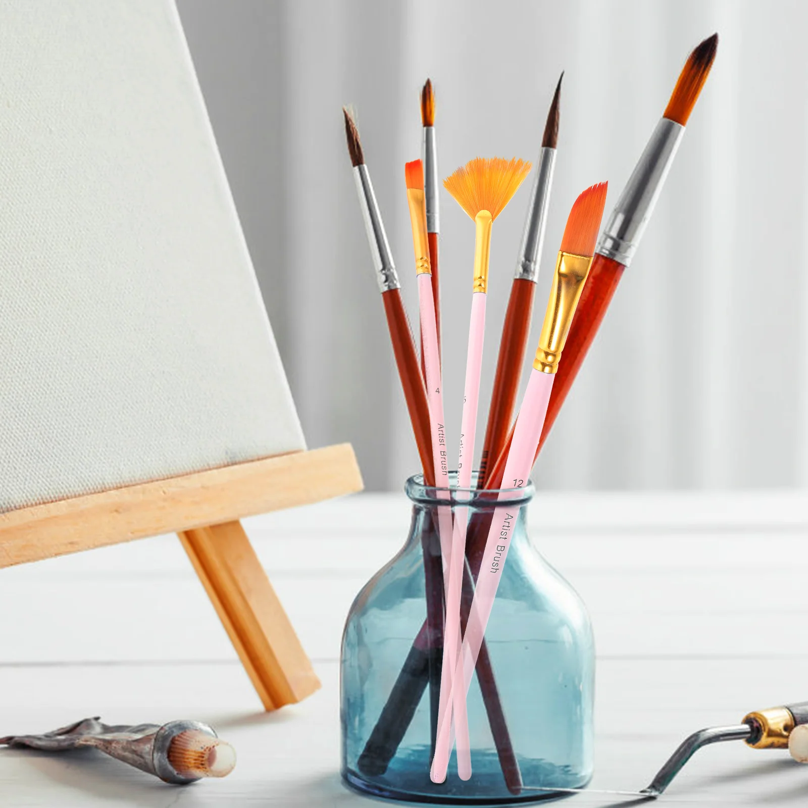 

12pcs Professional Paint Brush Set Watercolor Oil Painting Artist Supplies Nylon Hair Portable Drawing Tools For