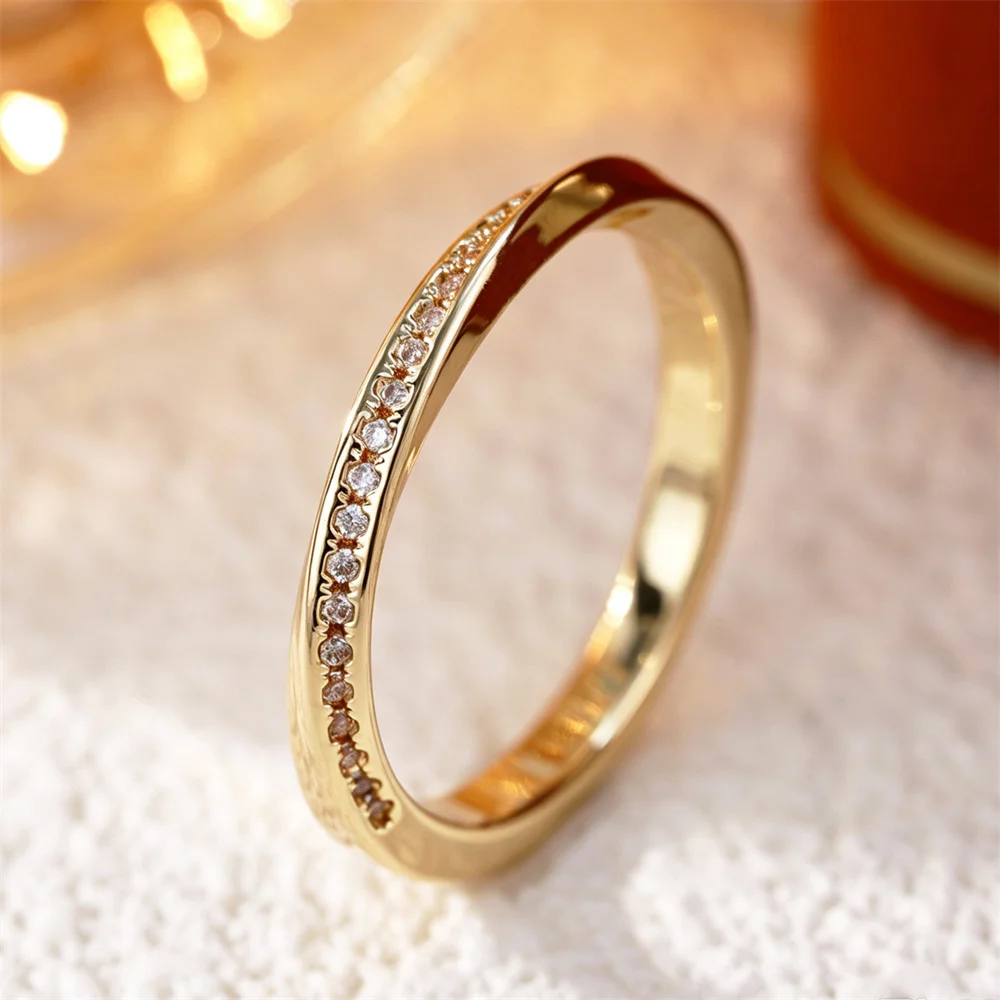 Delicate White Zircon Thin Finger Rings For Women Gold Silver Color Female Stackable Wedding Bands Engagement Promise Jewelry