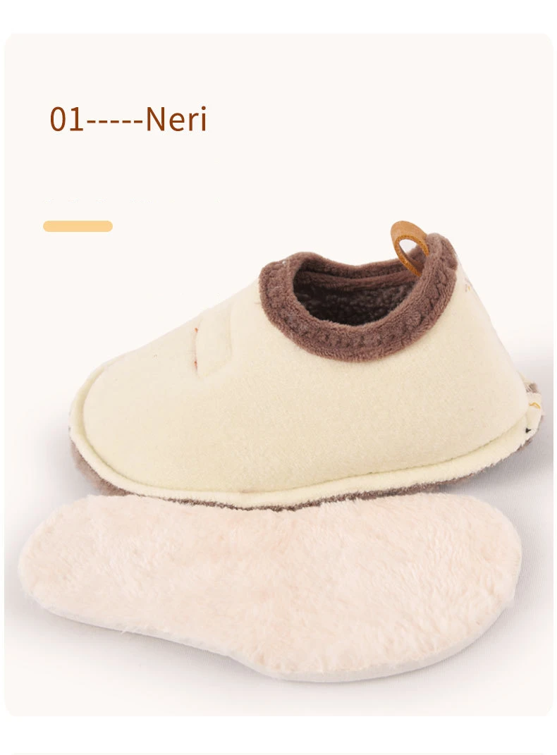 Kinder Baumwolle Hausschuhe Solide Warme Kinder Winter Hause Schuhe Jungen Mädchen Plüsch Boden Schuhe Indoor Weiche Sohle Anti-slip Baumwolle schuhe – Detail 3