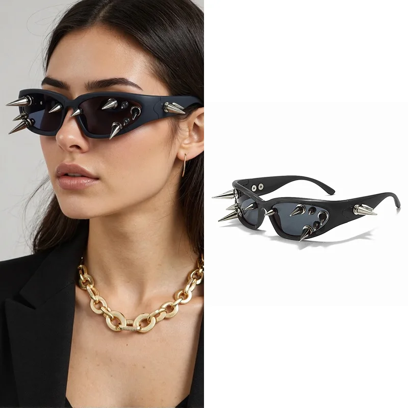 Cyberpunk DIY Unisex Übertriebene Sonnenbrille Niete Motorrad Stil Hip Hop Streetwear Brille Handgemachte Optische Brillen – Detail 20