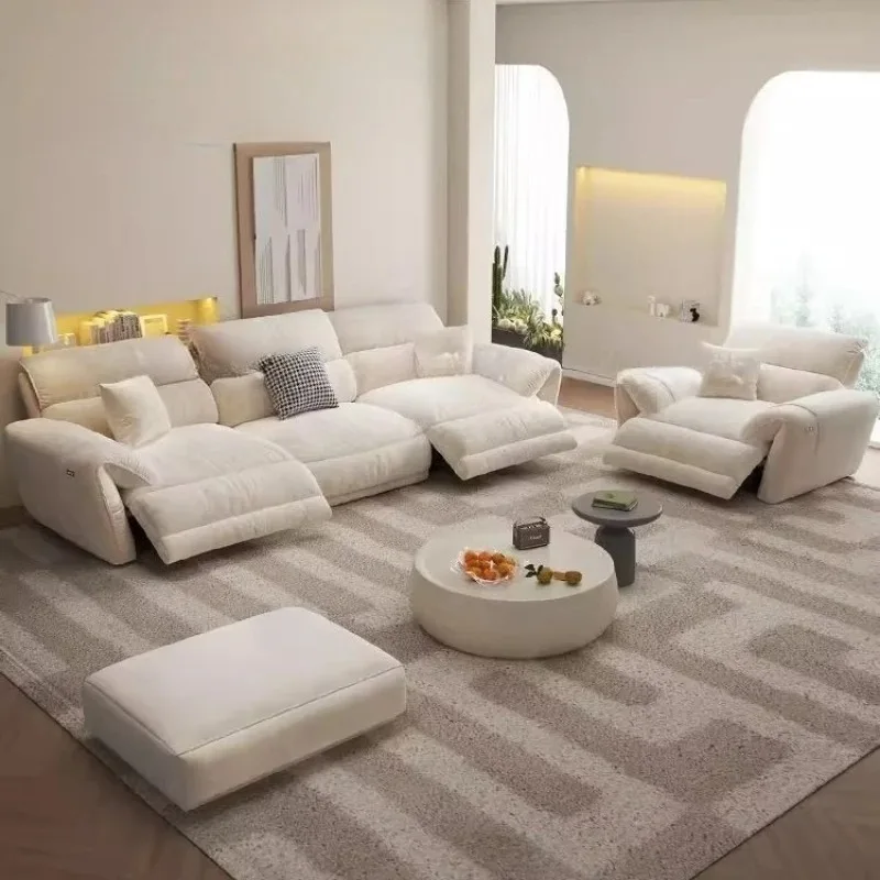 Italian Beige Fabric Electric Sofa Full Size Modern Oversized Sofa Living Room Lounges Sleeper Divano Moderno Furniture Home view 3
