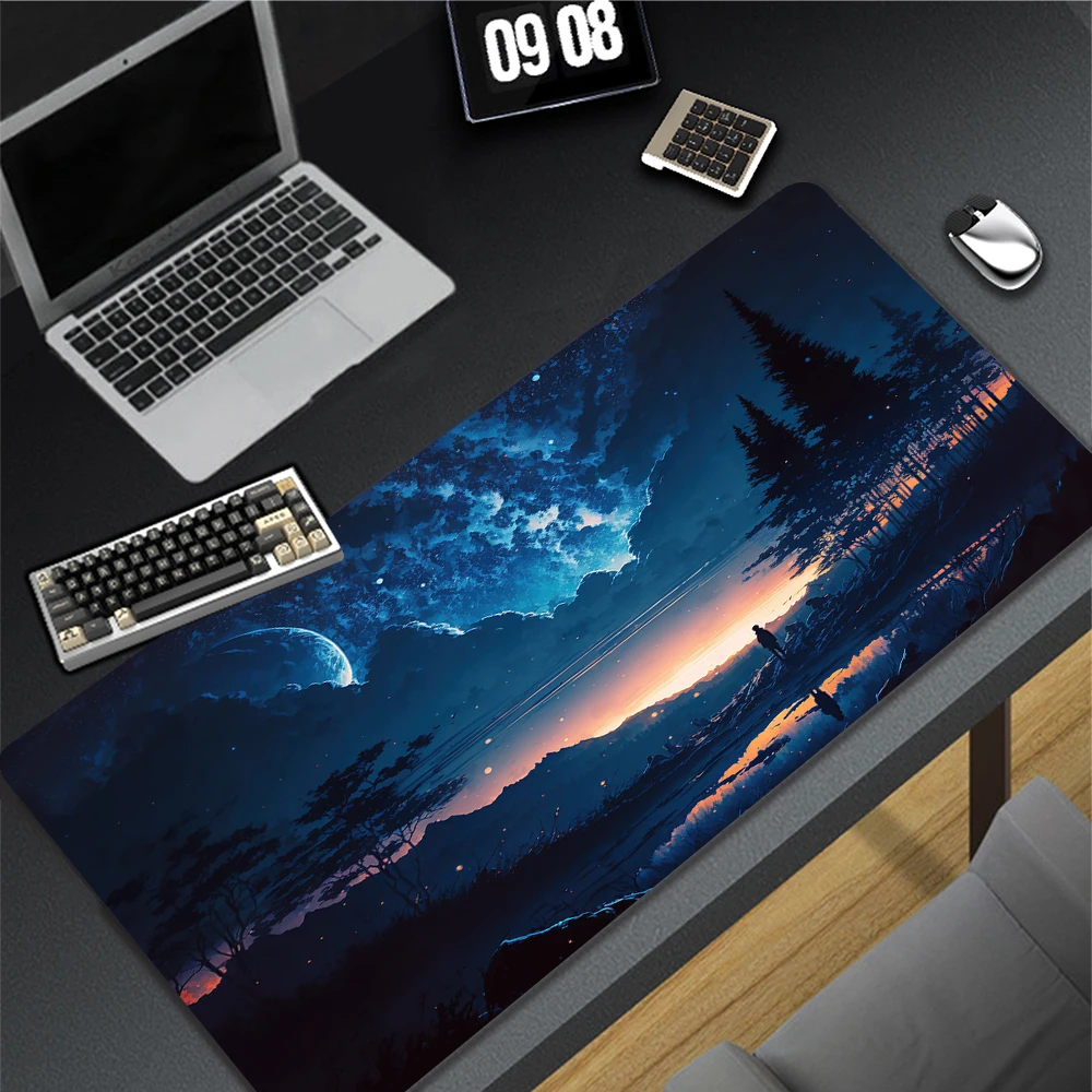 Starry Sky Style Gaming Mouse Pad,Large Mouse Mat Big Mousepad, Keyboard Stitched Edges Big Mousepad For Computer PC Laptop