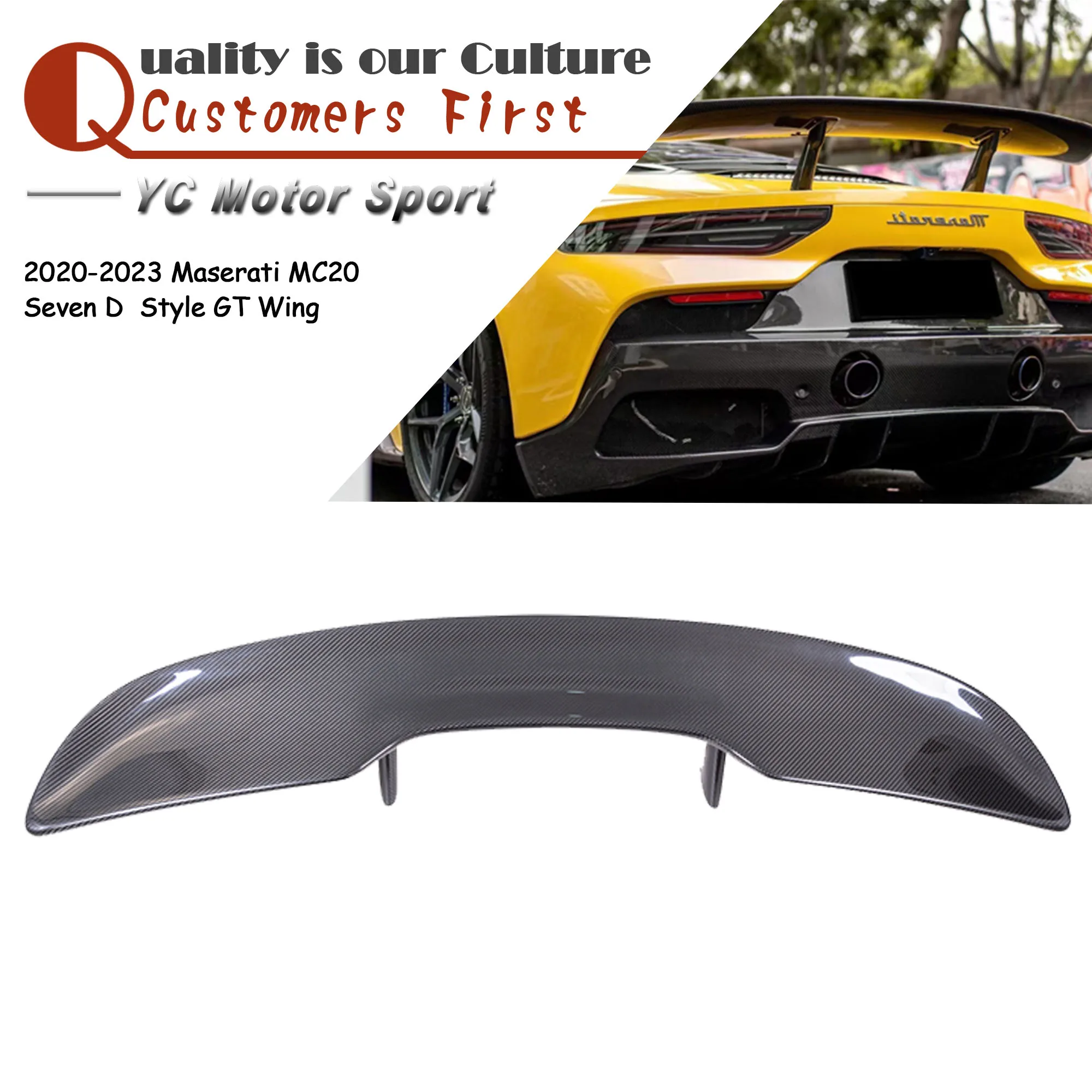 Customization Car Accessories DCF Dry Carbon Fiber MC20 Seven D Style GT Wing Spoiler Fit For 2020-2023 Maserati MC20 Trunk Wing