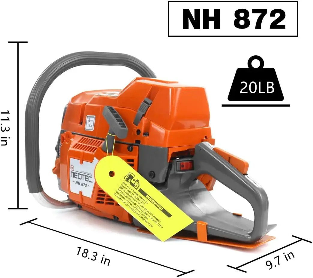 Motosierra de Gas NH872 de 24 pulgadas, cabezal de sierra de cadena de gasolina de 71 cc, todas las piezas compatibles con Husqvarna 372XP