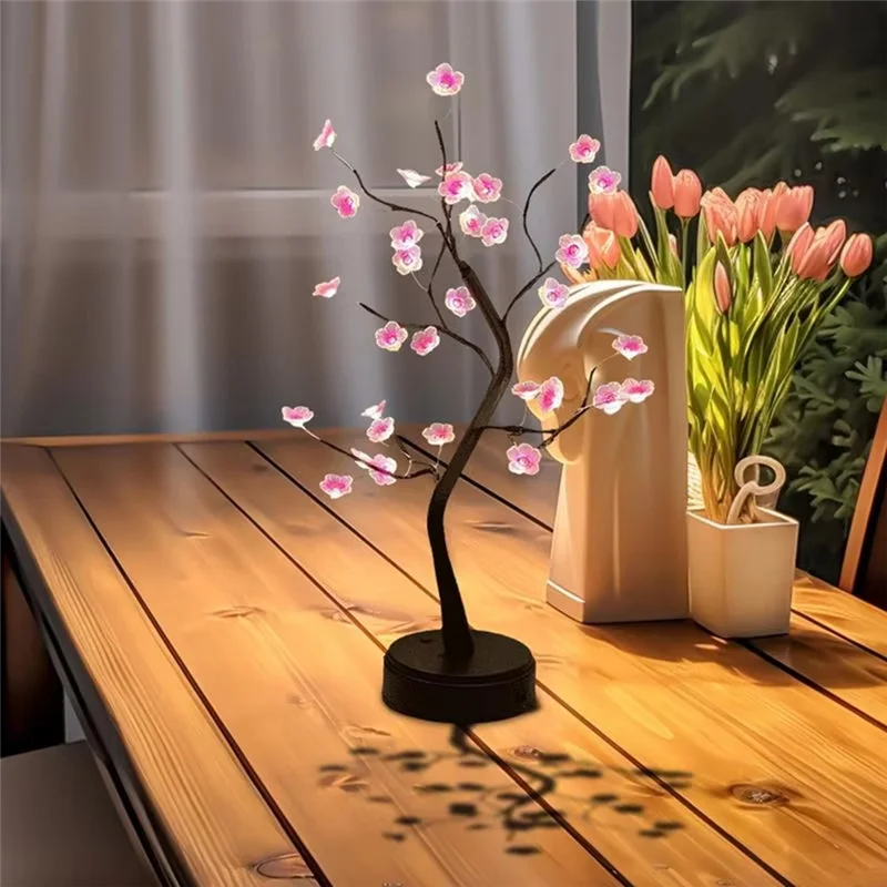 

AA81-Table Tree Night Light USB/Battery Powered Touch Switch Artificial Bonsai Blossom Desktop Tree LED Lamp