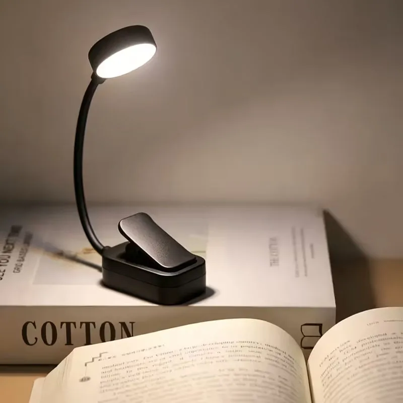 Three-color Adjustable Reading Lamp with 360° Flexible Neck, Eye-Caring Design for Book Lovers. Mini Portable Battery-Powered Ni