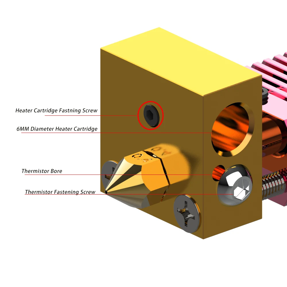 Printer 3D MK8 Kit Hotend Blok Pemanas Ekstruder Rakitan untuk Printer CR-10/CR10/CR10S/Ender2/Ender3/Ender 5