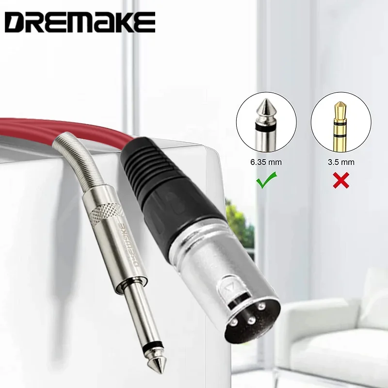 Небалансированный 6,35 мм 1/4 дюйма TS моно-XLR штекерный кабель, никелированный, четверть-дюймовый-папа, микрофонный кабель XLR, соединительный кабель