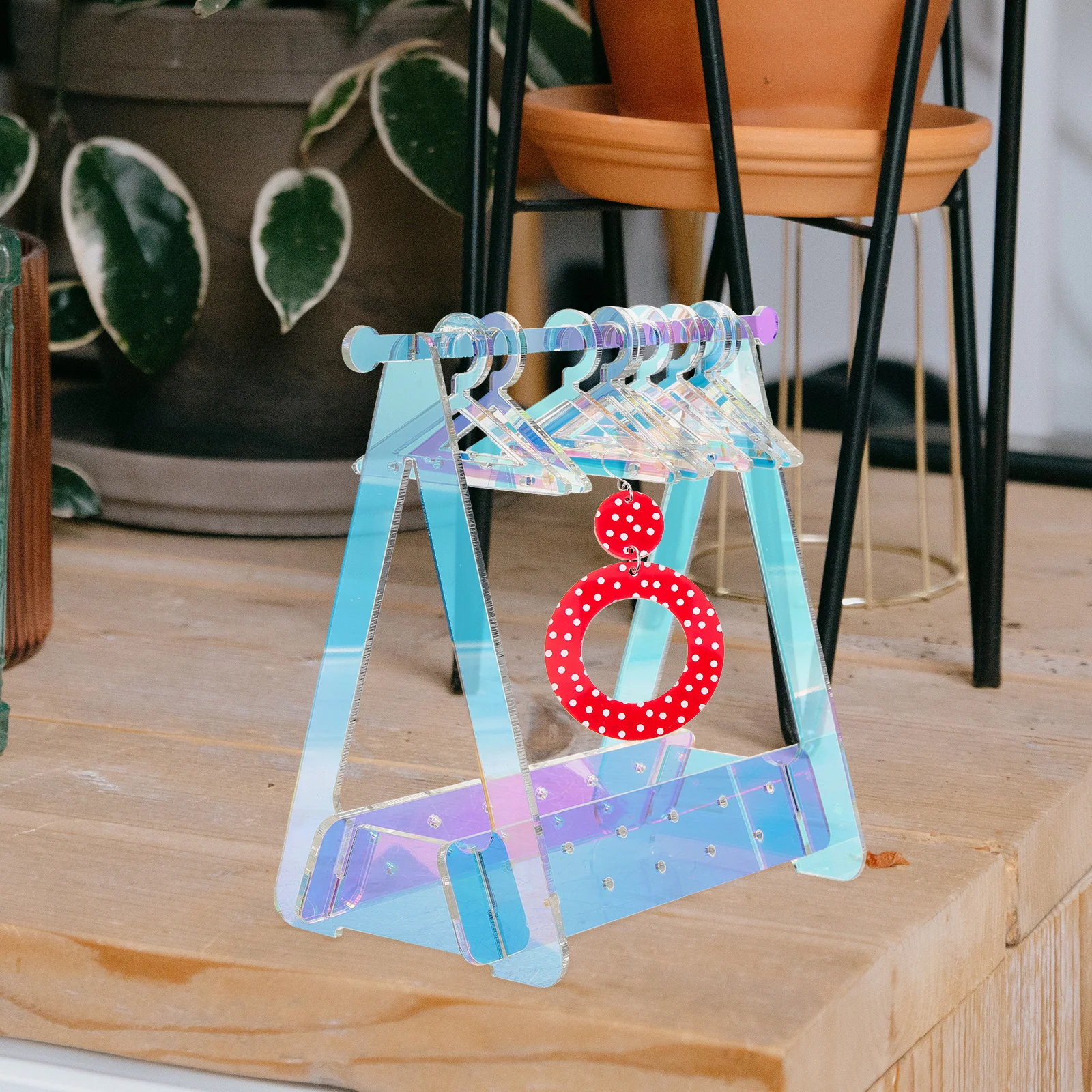 

1 set 1 Set Acrylic Earrings Display Rack Jewelry Holder Stand For Necklaces Bracelets Desktop Home Storage Organizer