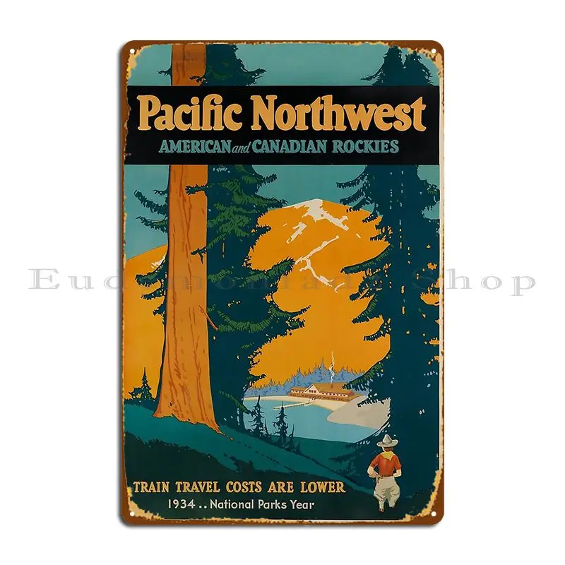 Pacific Northwest Vintage Travel Poster Metal Plaque Poster Wall Mural Garage Decoration Classic Custom Cinema Tin Sign Poster