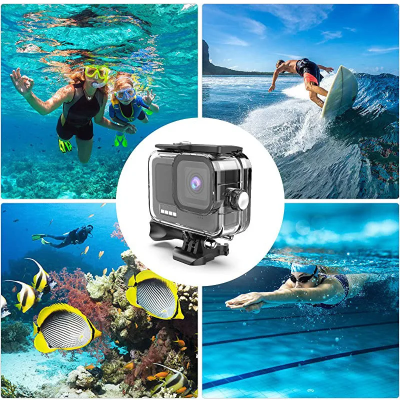 Carcasa impermeable de 60M para GoPro Hero 13, 12, 11, 10, 9, funda negra, funda protectora para buceo subacuático, accesorios para Go Pro 13