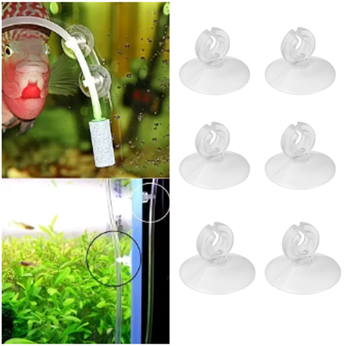 Rubber Fish Tank Suction Cups Diameter 2.5cm Aquarium Air Tube Holders Oxygen Pump Air Tube Fixing Clamp for 4mm/6mm Hose 50Pcs