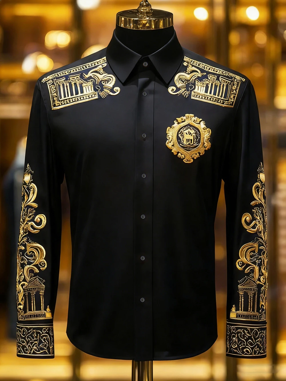 

Men's Retro Light Luxury Long Sleeve Shirt Gold Pattern 3D Printed Shirt Hawaiian Vacation Designer Shirt Fast Shipping for You