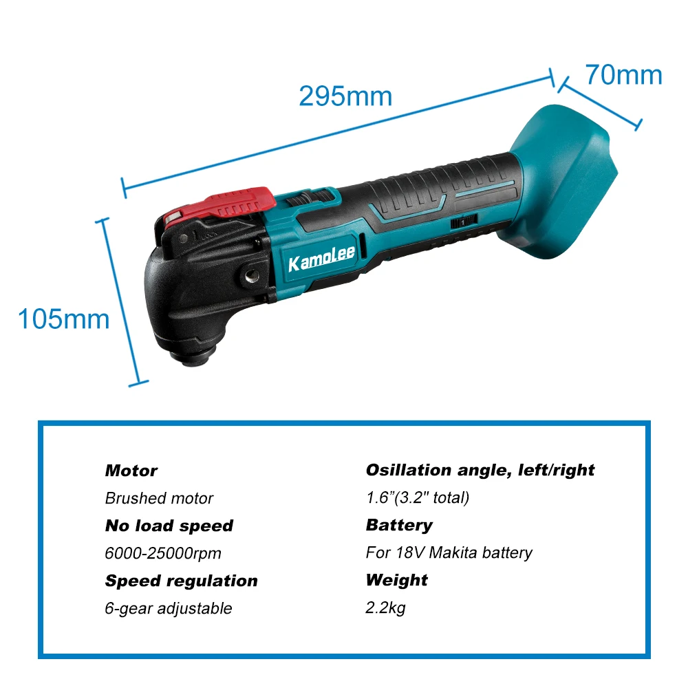 Kamolee 전기 무선 진동 멀티툴, 다기능 트리머 톱, 리노베이터 파워 멀티툴, 마키타 18V 배터리용