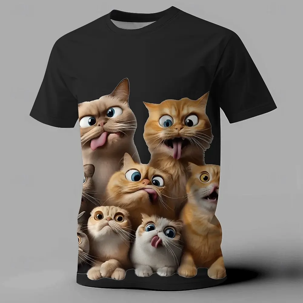 Funny Cat 3D Print T Shirt For Men Fashion Animal Pattern Short Sleeve Top Summer Casual O-neck Pullover Fashion Comfortable Tee