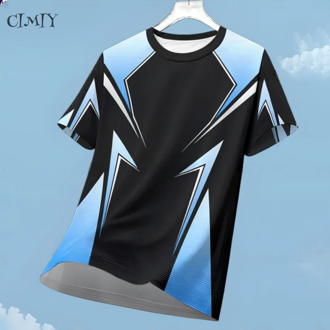 Fashion New Men's Geometric Arrow Line Graphic T Shirt Abstract Curved Print Short Sleeve Athletic Tee Summer Casual Tops