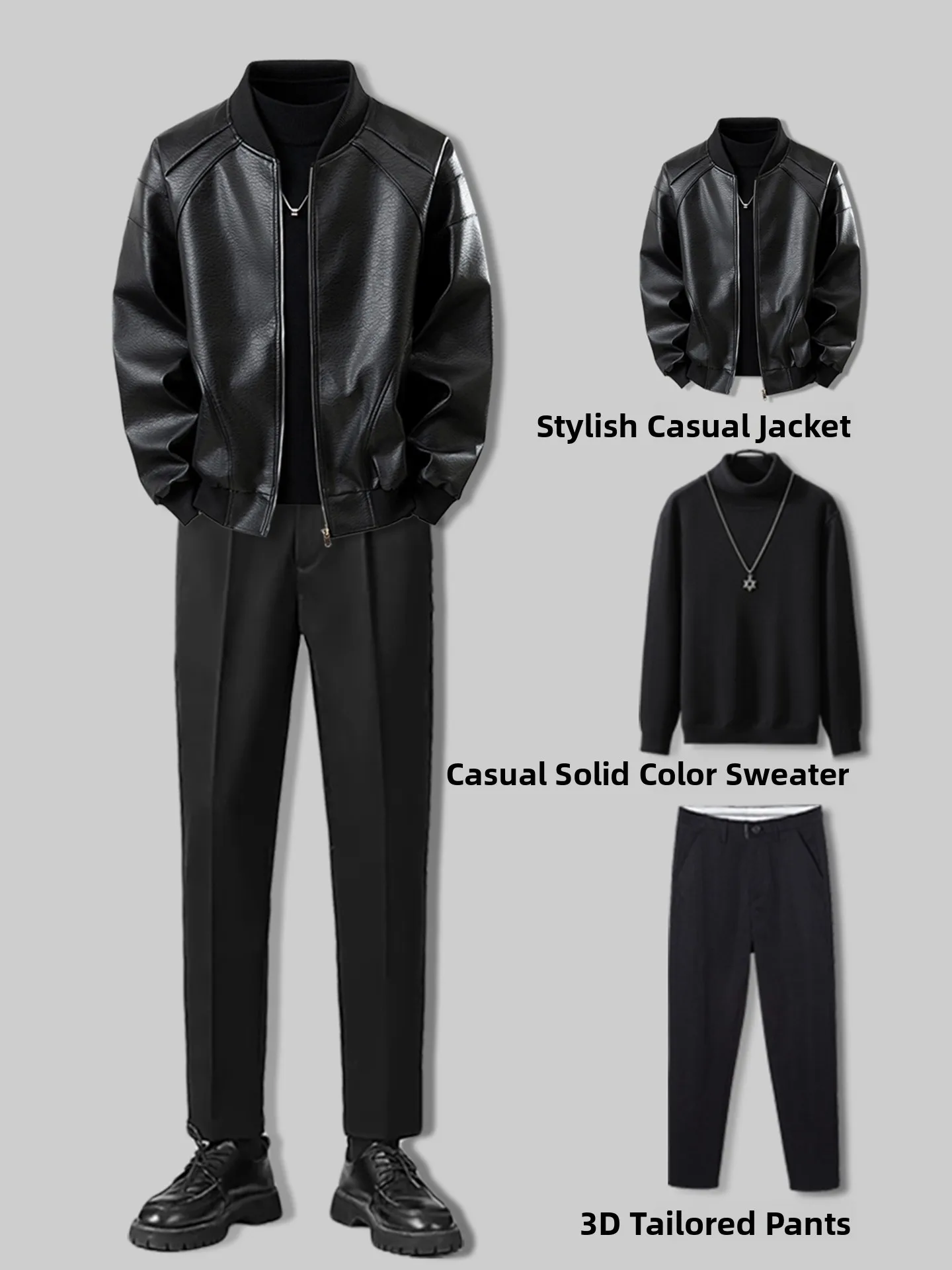 

Retro Leather Jaet Men's Loose Baseball Collar Casual PU Spring Autumn New Sle Faionable Urban Polyester Fiber Long Sle...