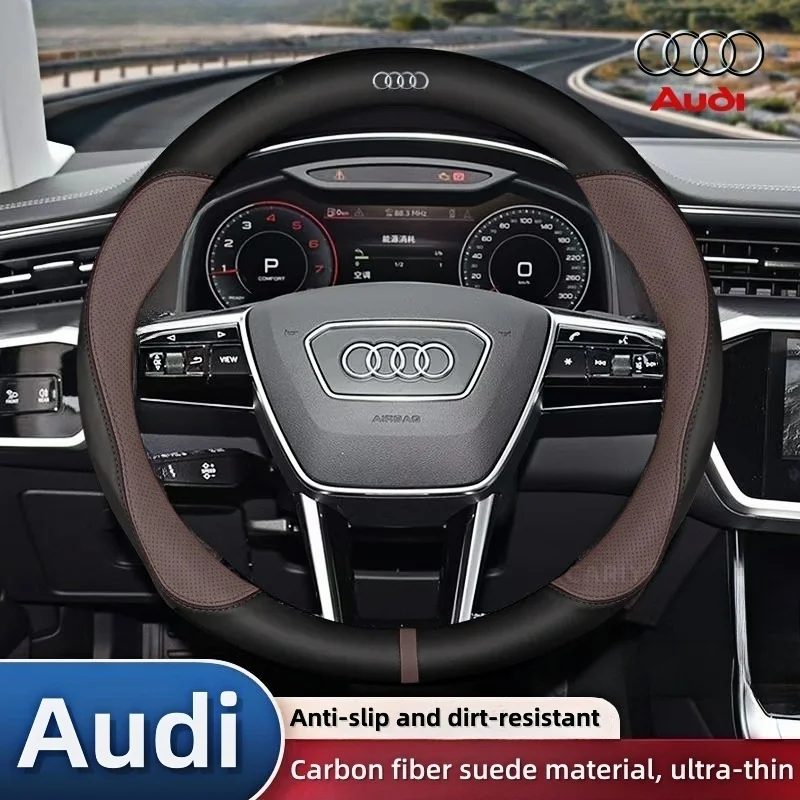 

Car Audi A1 A3 A4 A5 A6 A7 A8 Q2 Q3 Q5 Q7 Q8 S4 S3 S5 S6 S8 Rs6 Rs438Cm Leather Carbon Fiber Anti-Slip Car Steering Wheel Cover