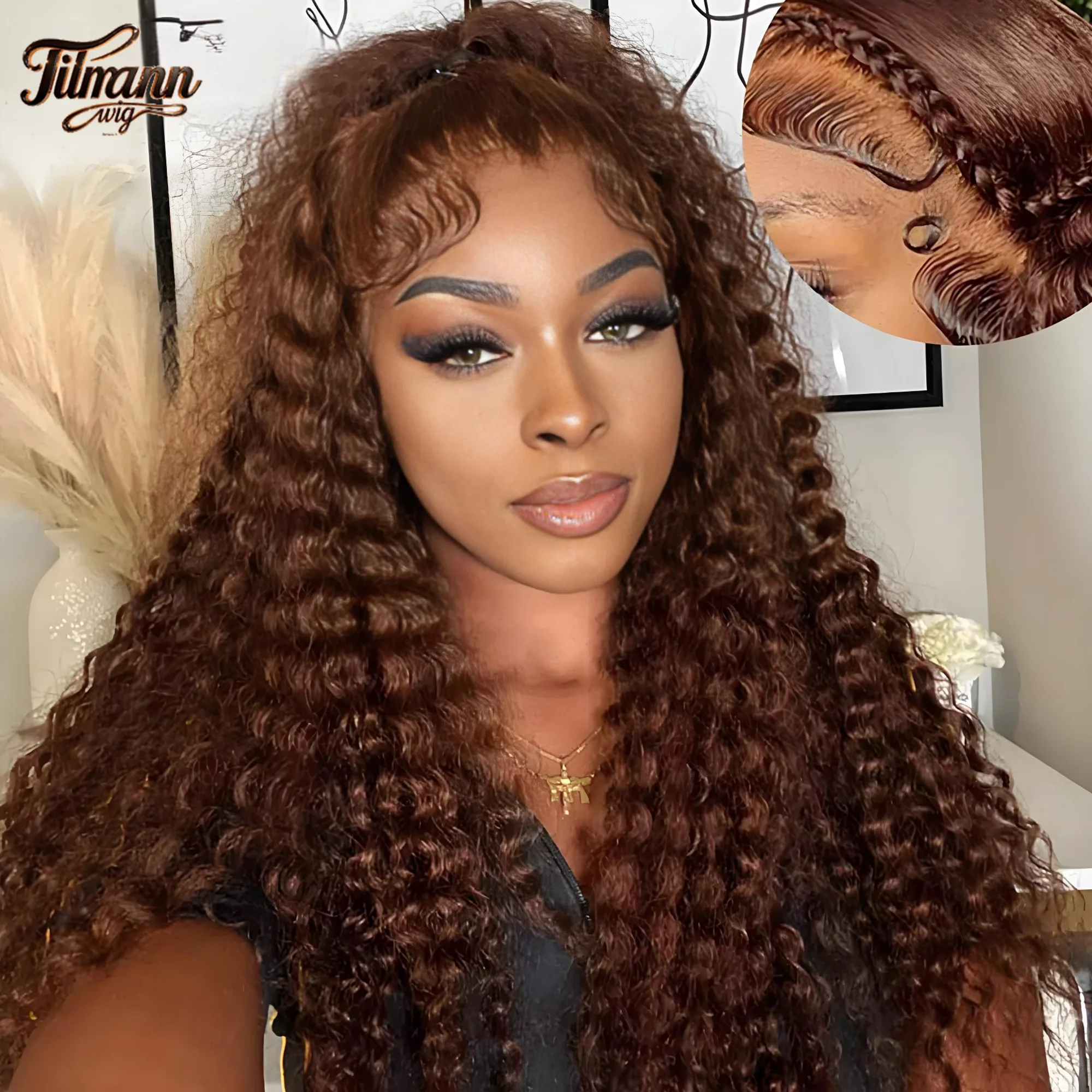 

Глубокие вьющиеся парики Человеческие волосы Красновато-коричневый 13x4 13x6 Hd Парик фронтальной части шнурка Цветной волнистый парик фронта шнурка для женщин 30 36 40 дюймов