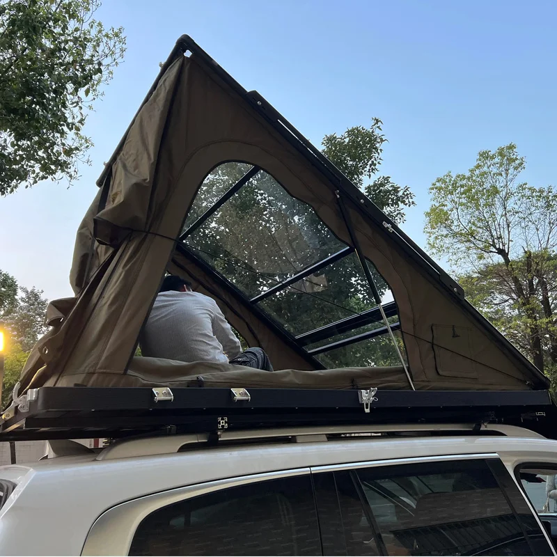 Astronaut. Transparent Hard Top Rooftop Tent Triangle Car Roof Tents