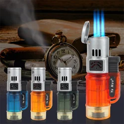 Triple Torch Lighter Portable Windproof Butane Gas Jet Flame Lighter 3 Nozzles Turbo BBQ Cigar Cigarette Spray Gun Gadgets