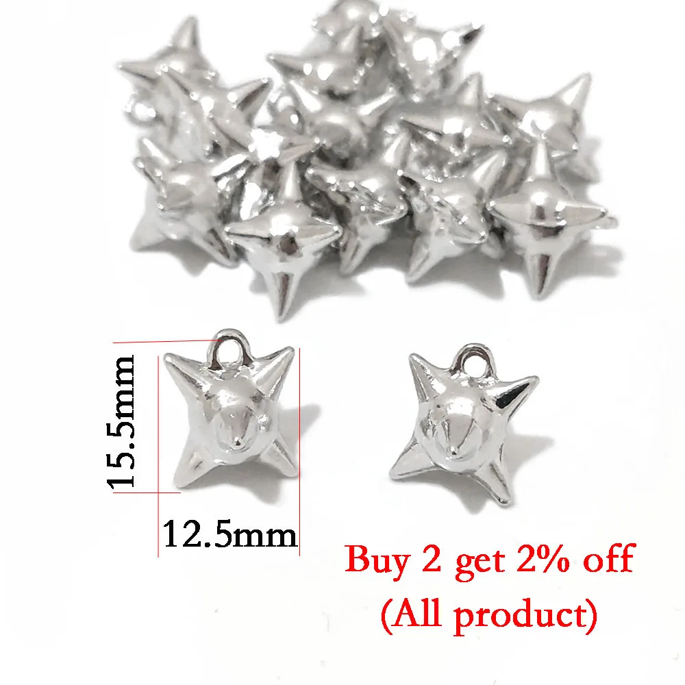 WZNB 8Pcs Alloy Thorns Charms Solid Ball Geometry Pendant For Hip Hop Jewelry Findings Making Diy Necklaces Bracelet Accessories