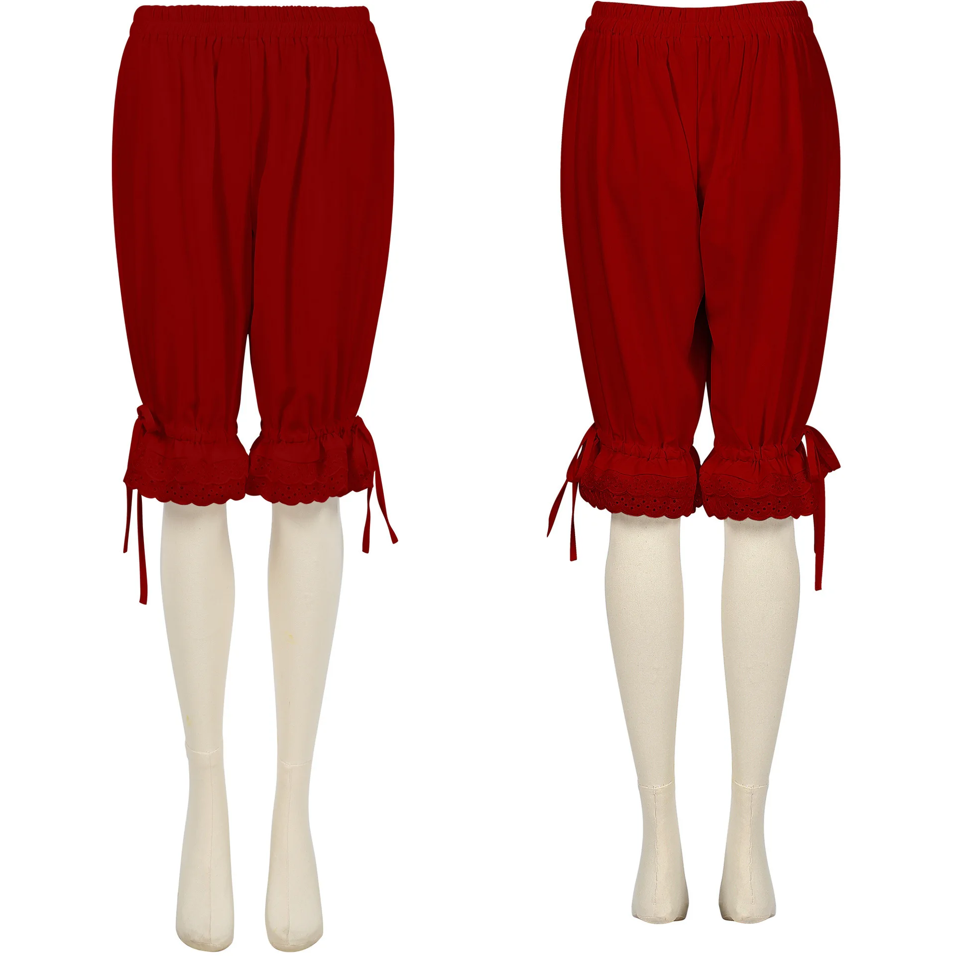 Pantaloni da donna in pizzo sciolto Pantaloni lanterna Performance sul palco Colore puro Lunghezza cinque quarti Faion da donna Primavera Autunno Taglia XL