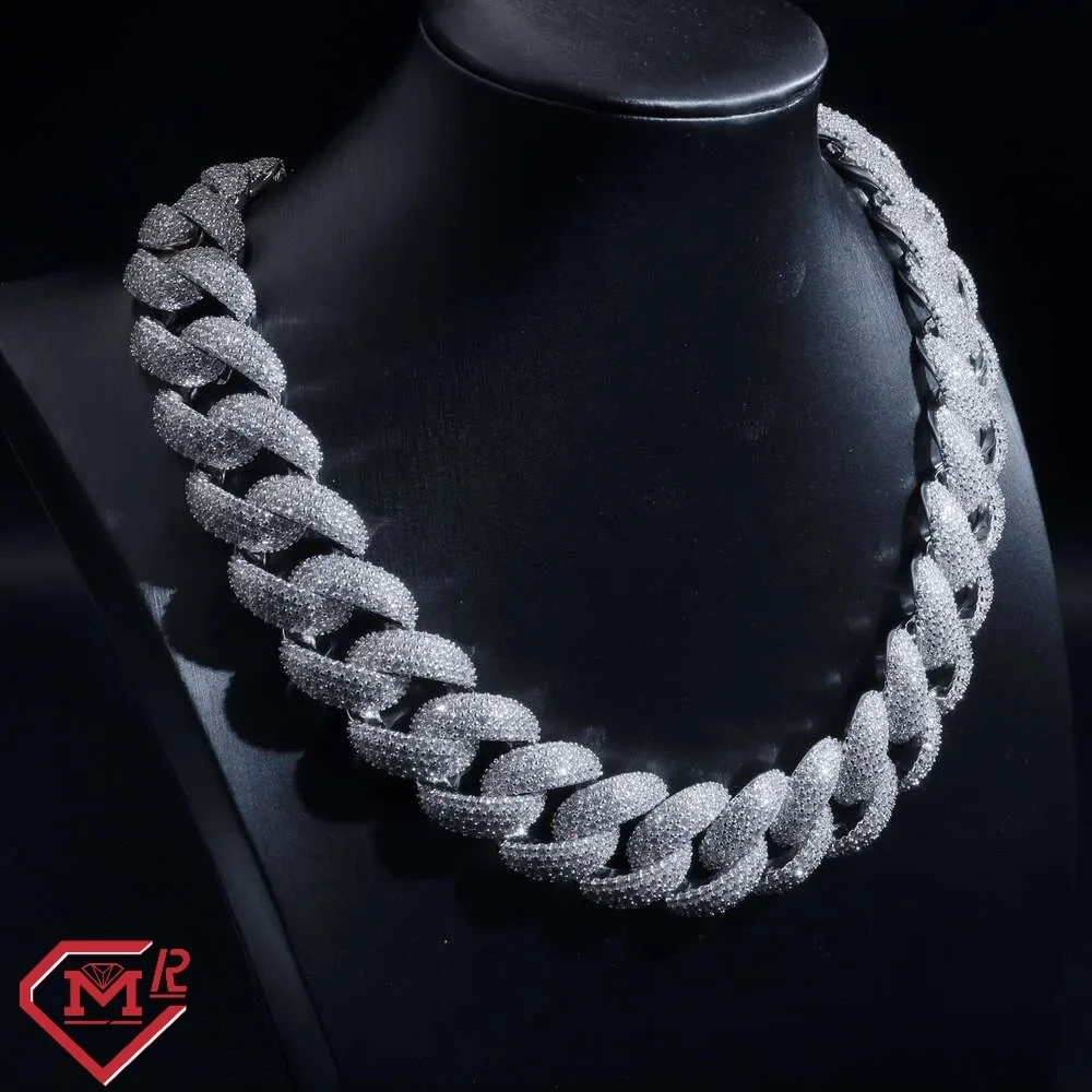 

Top Selling Hiphop Cuban Link Chain Pass Testter 22mm Vvs Moissanite Cuban Link Chain