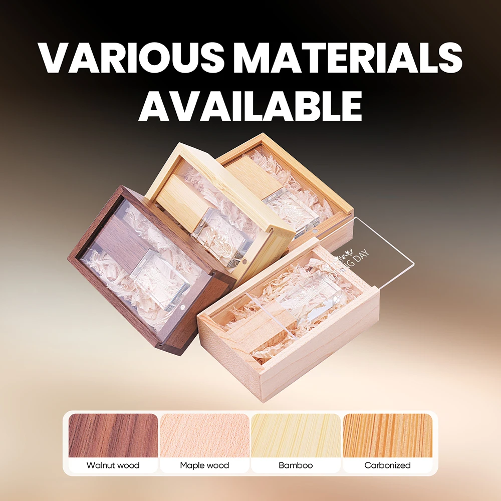 Fashion Crystal USB Flash Drive 128GB Free Custom Logo Memory Stick 64GB Color Printing Box & Pen Drive 32GB 16GB Wedding Gift